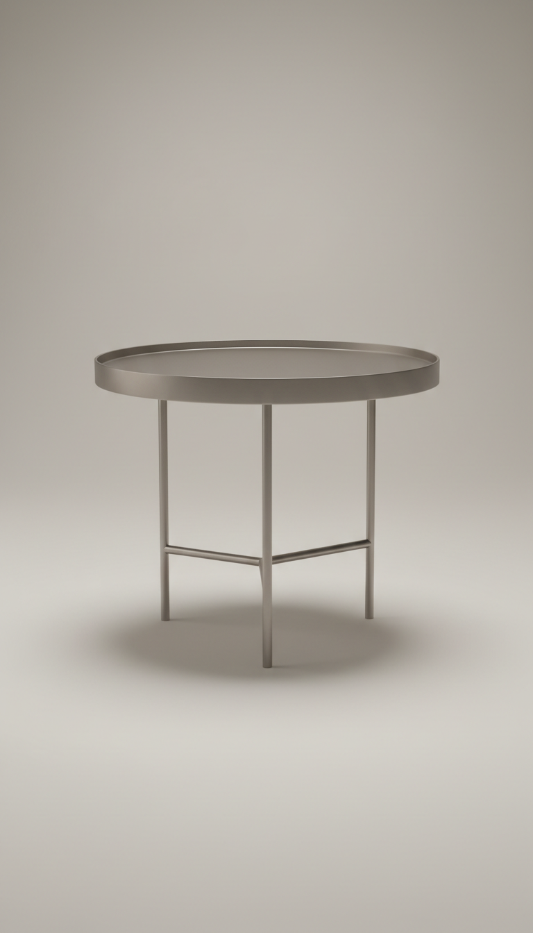 Tavolo cocktail rotondo minimalista in pewter moderno
